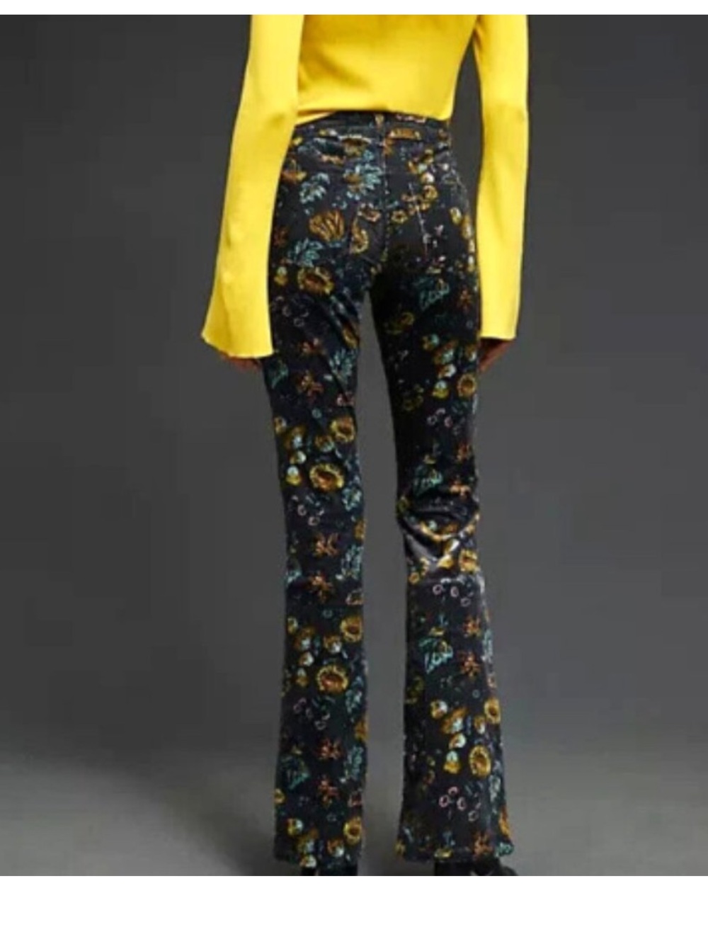 PILCRO ANTHROPOLOGIE The Icon Flare Low-Rise Corduroy Jeans Printed Floral 24 - Picture 2 of 16